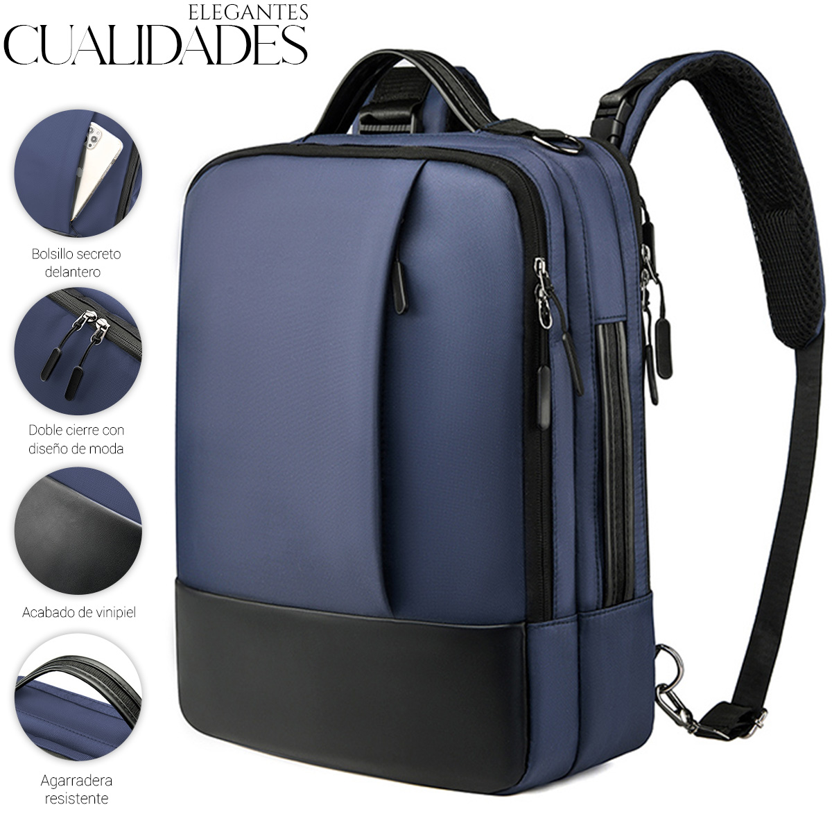 Foto 4 pulgar | Mochila Backpack Impermeble Shendy Vendy Azul de Gran Capacidad con Puerto USB