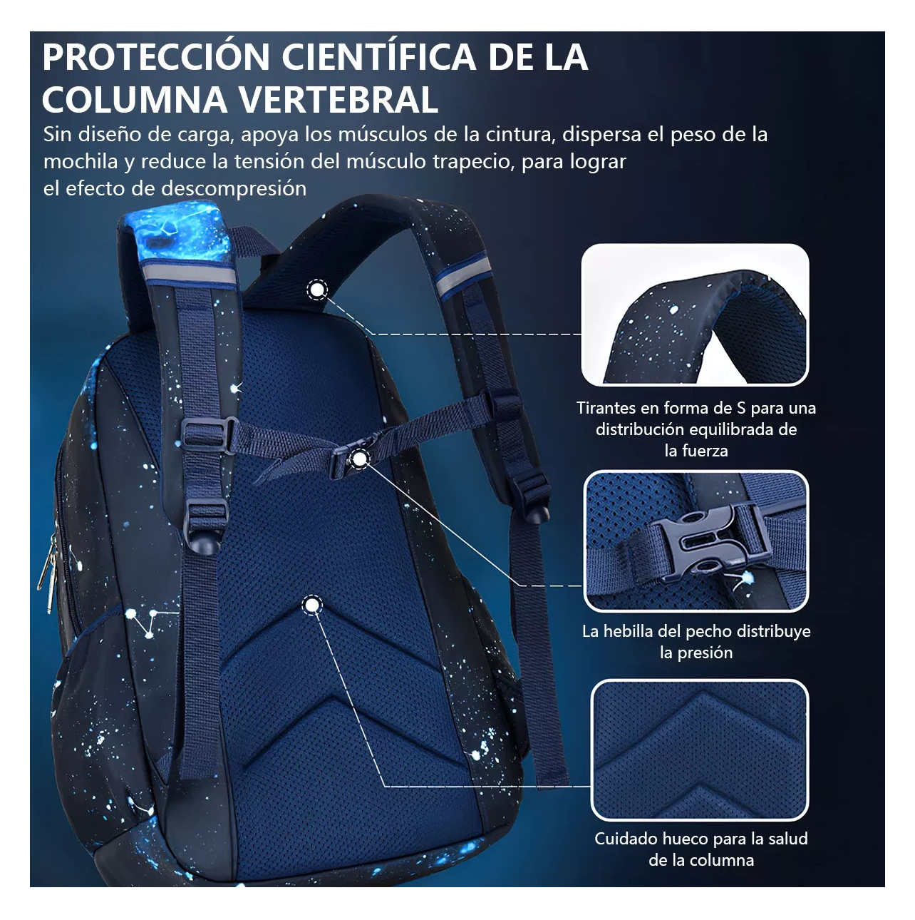 Foto 5 pulgar | Mochila Escolar 35 L color Azul