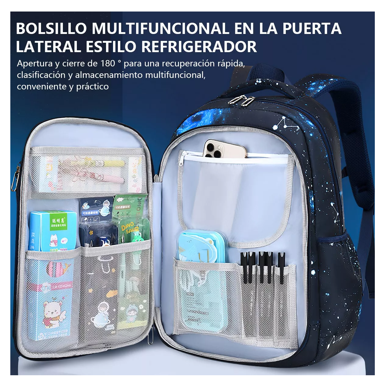 Foto 6 pulgar | Mochila Escolar 35 L color Azul