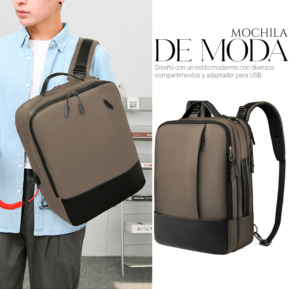 Foto 7 pulgar | Mochila Shendy Vendy Café