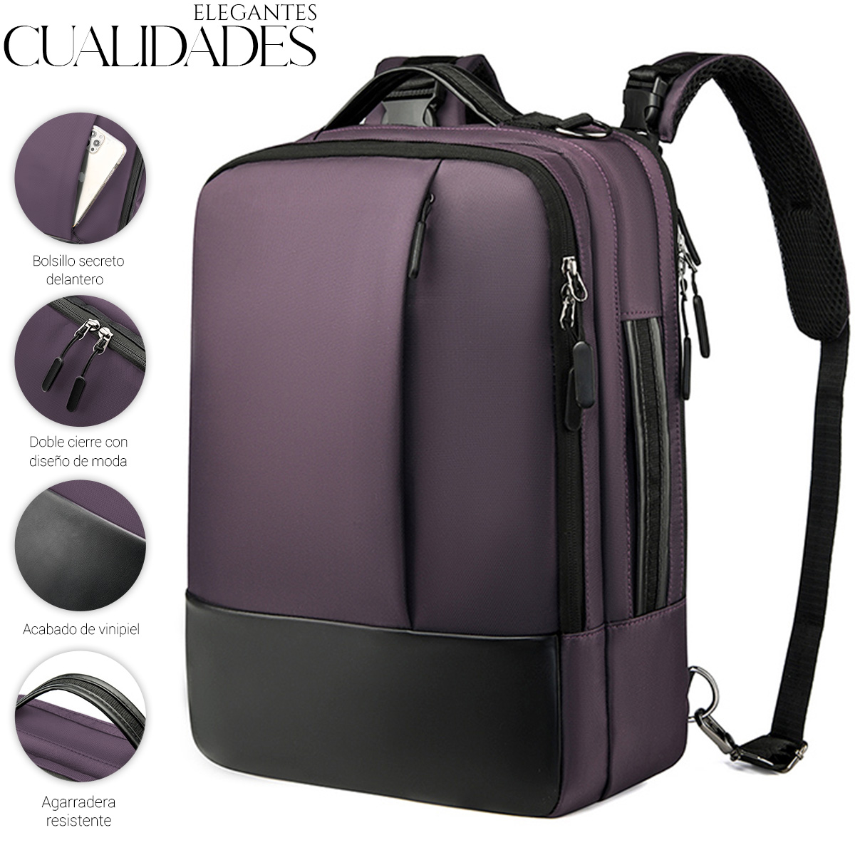 Foto 3 | Mochila Shendy Vendy Backpack Impermeable De Gran Capacidad Con Puerto USB