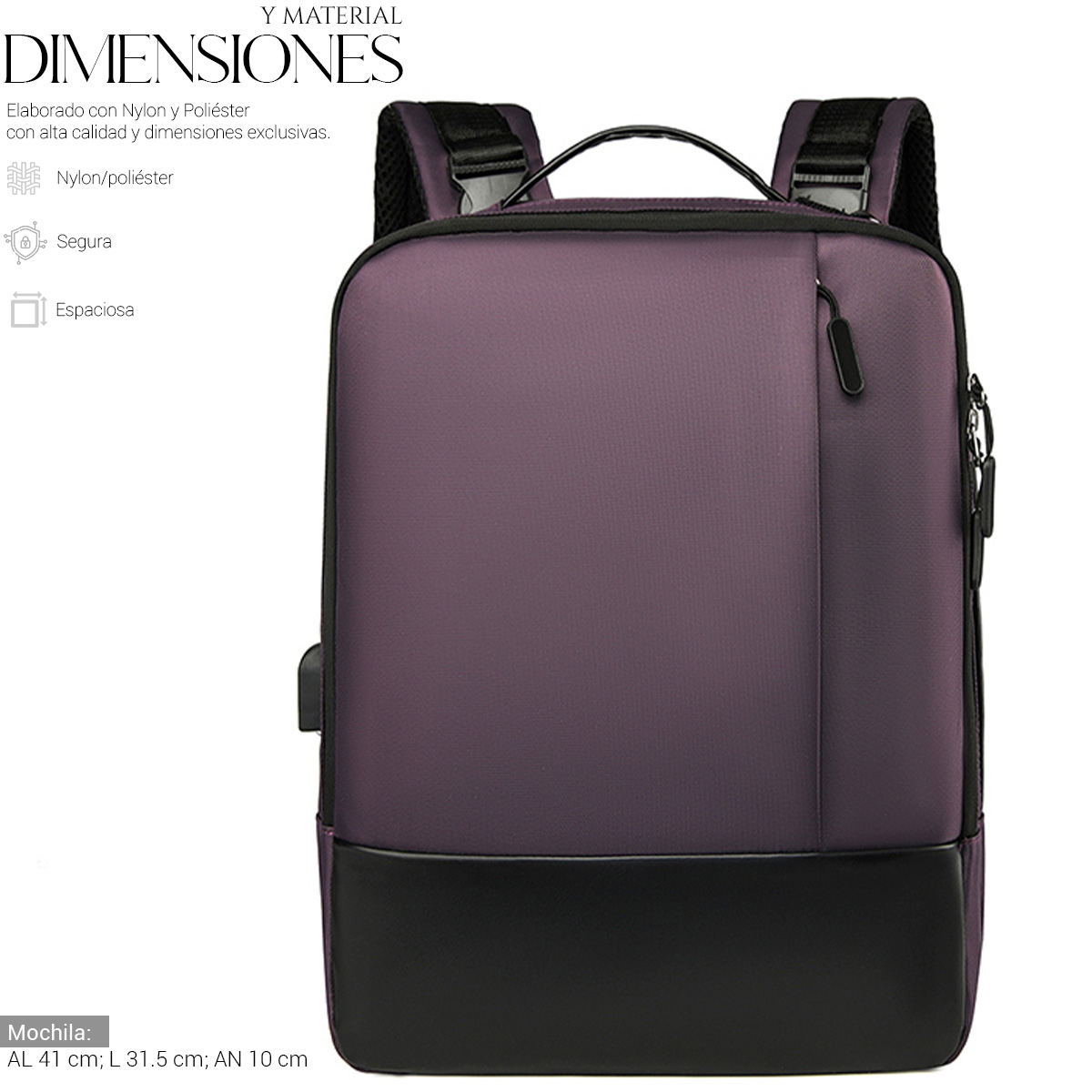 Foto 4 | Mochila Shendy Vendy Backpack Impermeable De Gran Capacidad Con Puerto USB