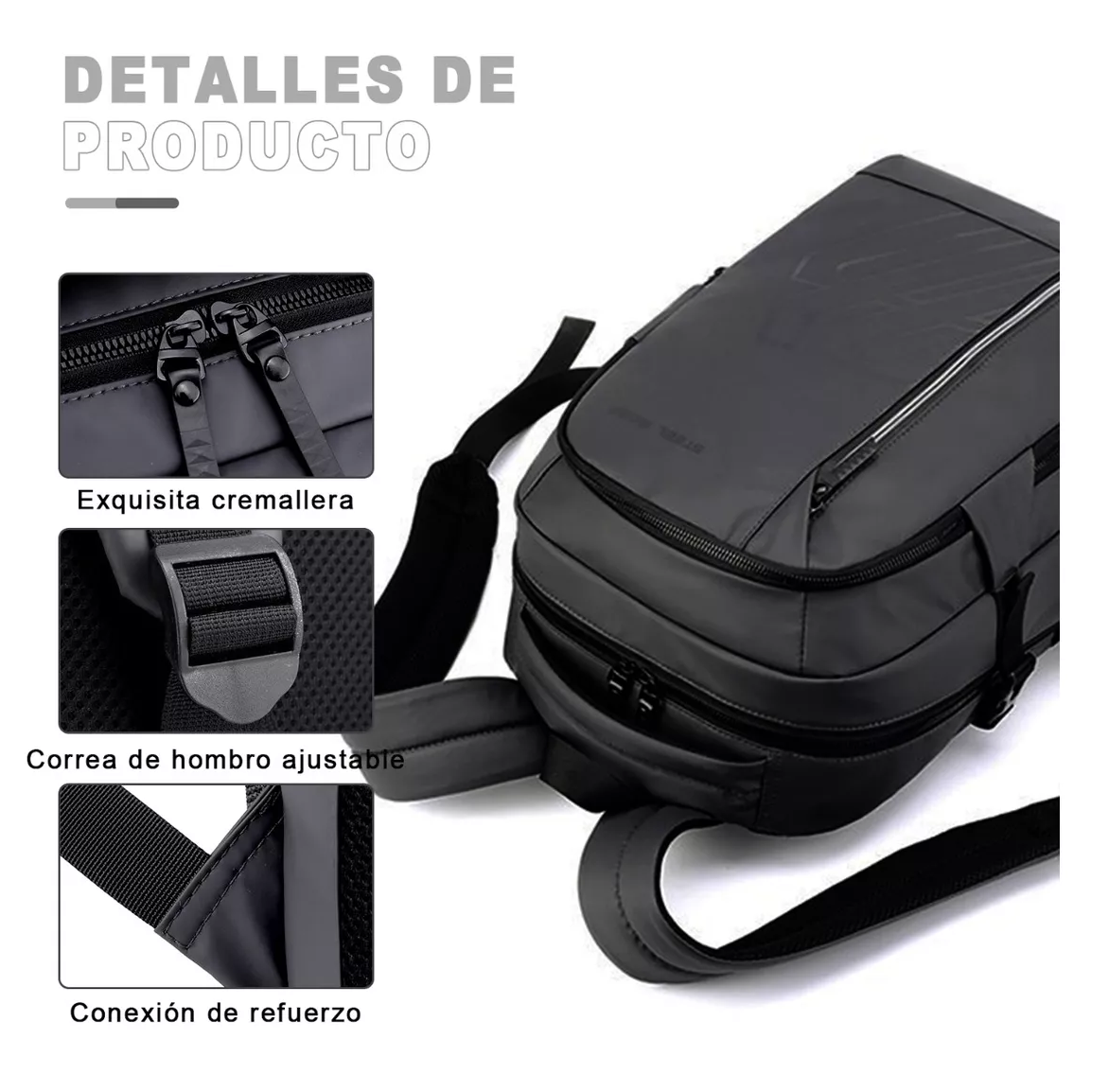 Foto 6 pulgar | Mochila Antirrobo Steel Ebeau color Gris Para Hombre