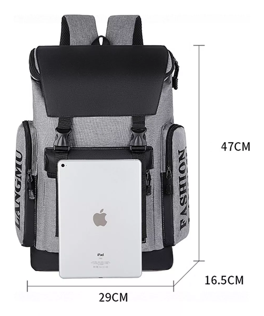 Foto 3 pulgar | Mochila para Laptop Fashion color Gris/Negro