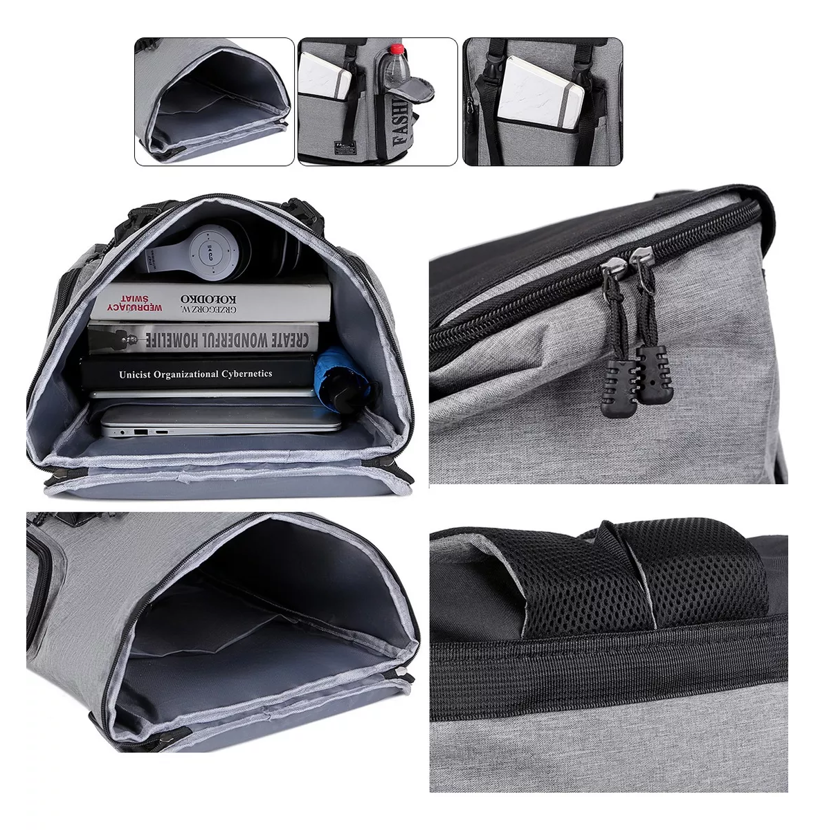 Foto 7 pulgar | Mochila para Laptop Fashion color Gris/Negro