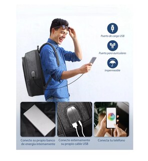 Foto 3 | Mochila para Laptop de 15.6 Pulgadas Gris