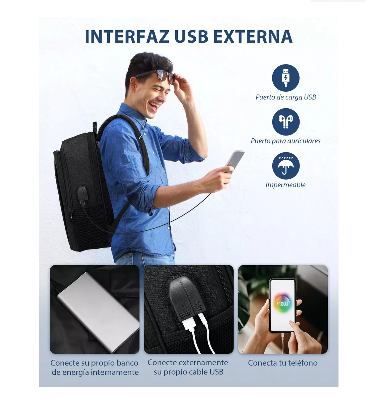 Foto 3 pulgar | Mochila para Laptop de 15.6 Pulgadas Negra