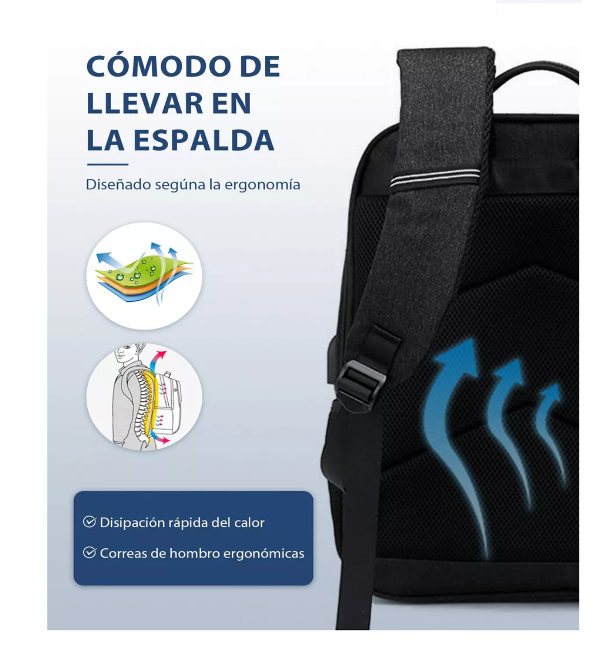 Foto 4 | Mochila para Laptop de 15.6 Pulgadas Negra