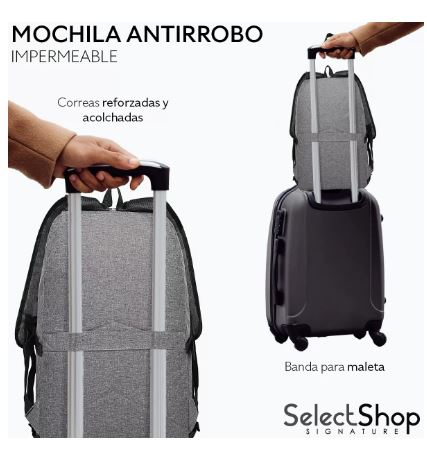 Foto 4 pulgar | Mochila Antirrobo Impermeable Escolar Con Contraseña Y Usb Color Gris Diseño De La Tela Ea4c