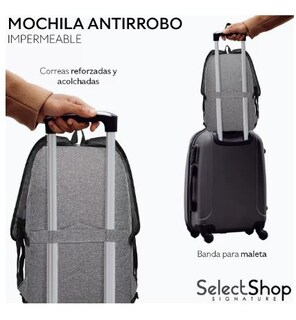 Foto 3 | Mochila Antirrobo Impermeable Escolar Con Contraseña Y Usb Color Gris Diseño De La Tela Ea4c