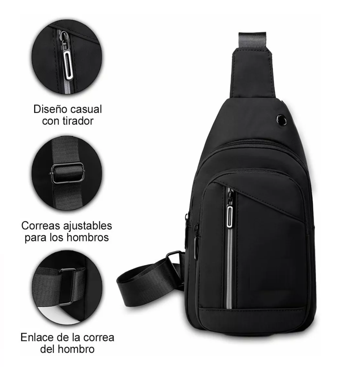 Foto 3 pulgar | Pechera Mochila Impermeable Multifunción Cruzada Hombro Negro