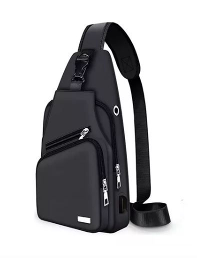 Mochila Cruzada Wünd Negra Impermeable Para Hombre