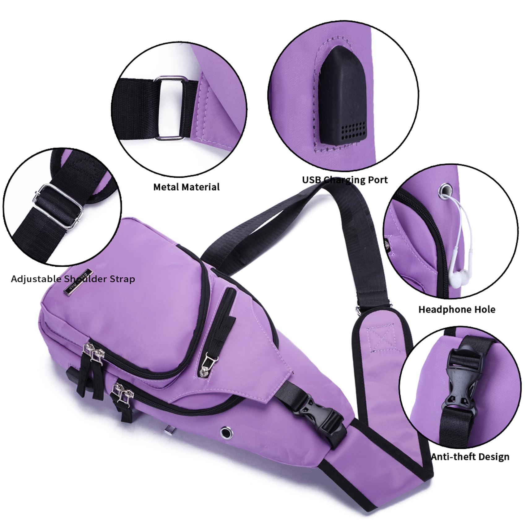 Foto 5 | Mochila Tipo Bandolera Seoky Rop de Nailon Resistente al Agua - Venta Internacional