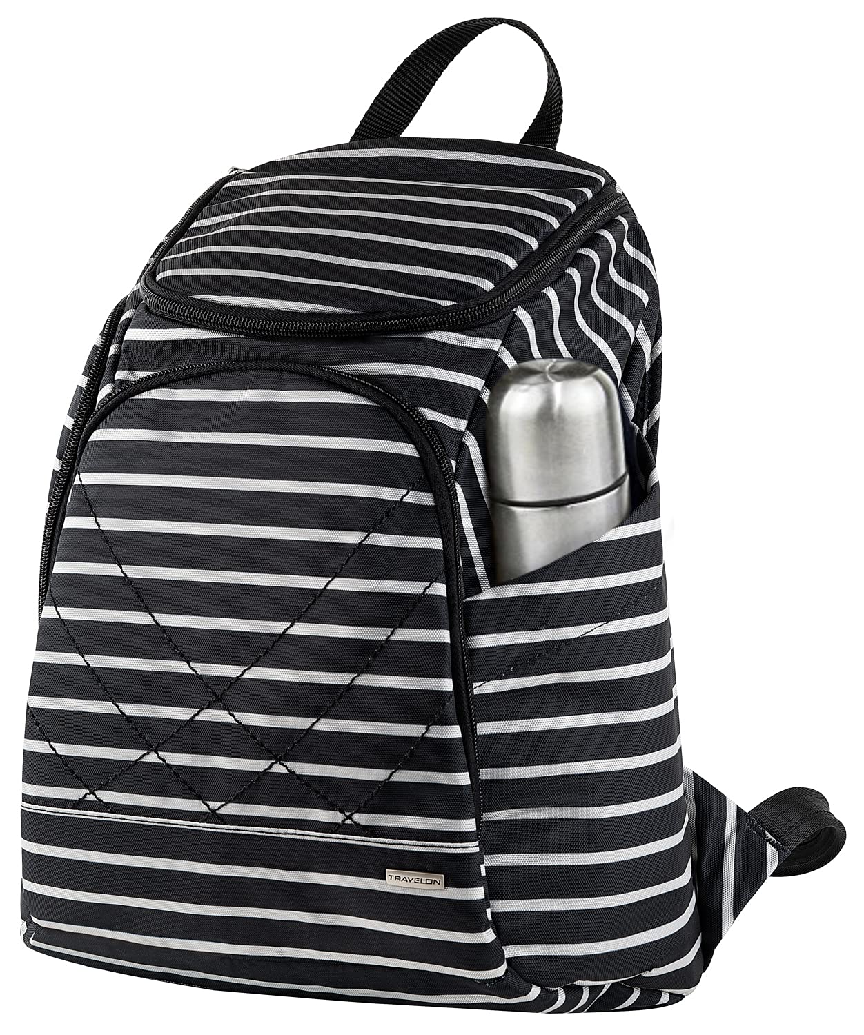 Foto 2 pulgar | Mochila Travelon Anti Theft Classic Negra Con Raya Blanca - Venta Internacional.