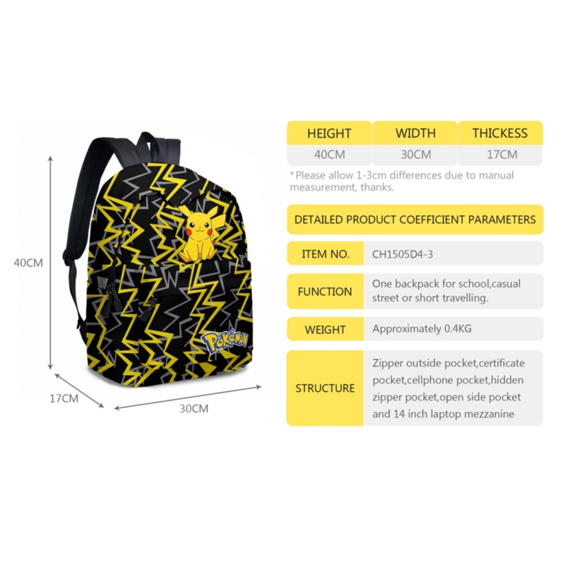 Foto 3 pulgar | Mochila + Lonchera + Lapicera Pokémon Pikachu - Venta Internacional