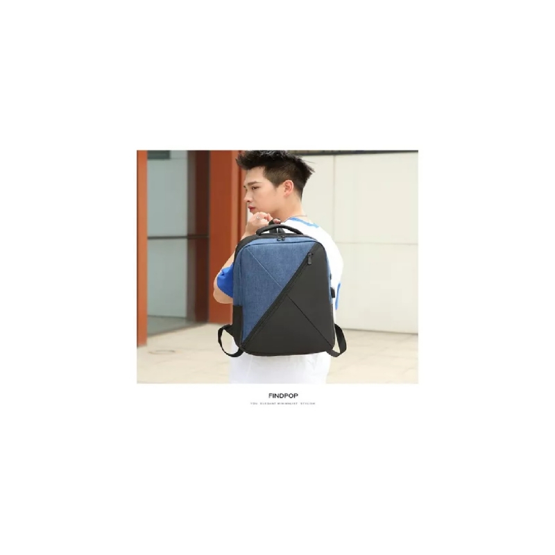 Foto 3 pulgar | Mochila + Bolso de Hombro + Bolso de Mano Azul con Cargador USB - Venta Internacional