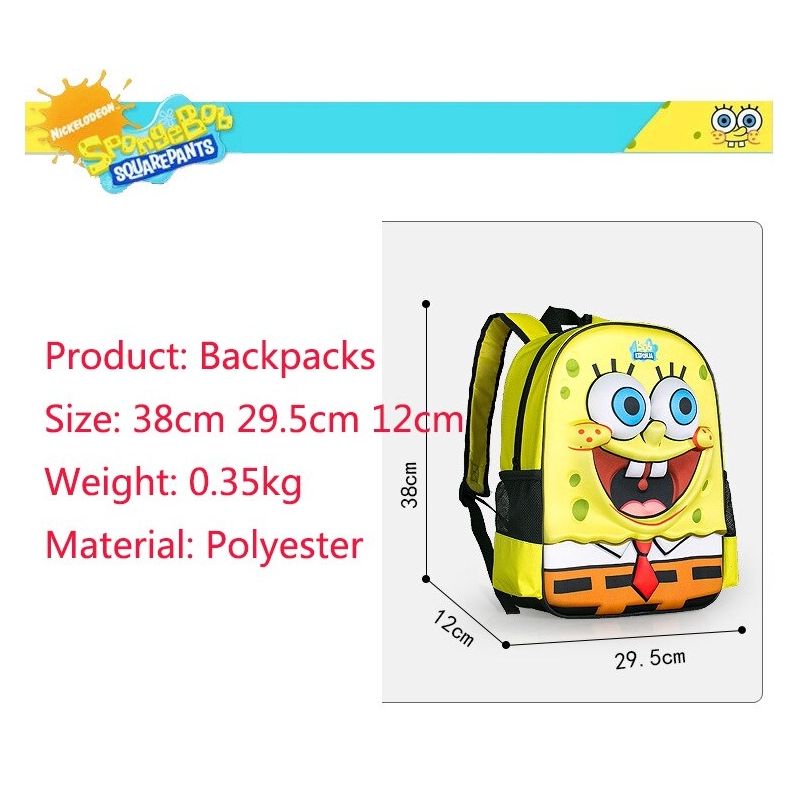 Foto 3 pulgar | Mochila Con Estampado De Dibujos Animados De Bob Esponja Para Viajes De Niños - Venta Internacional.