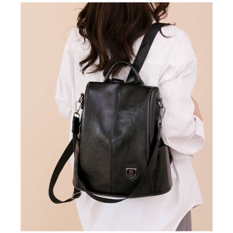 Foto 3 pulgar | Mochila Escolar De Piel Sintética Suave Para Mujer, Color Marrón/negro - Venta Internacional.