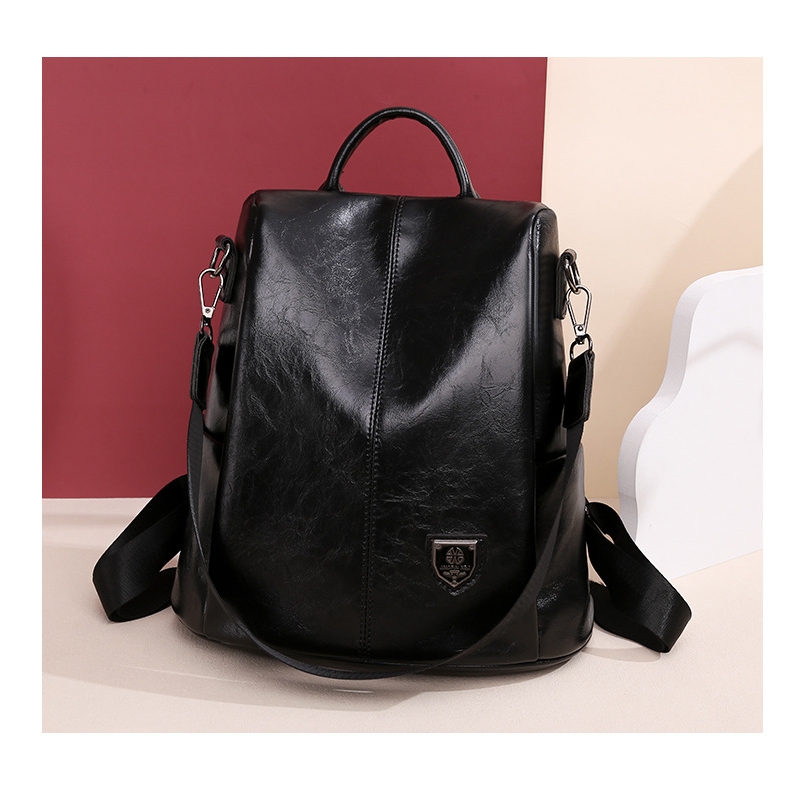 Foto 4 pulgar | Mochila Escolar De Piel Sintética Suave Para Mujer, Color Marrón/negro - Venta Internacional.