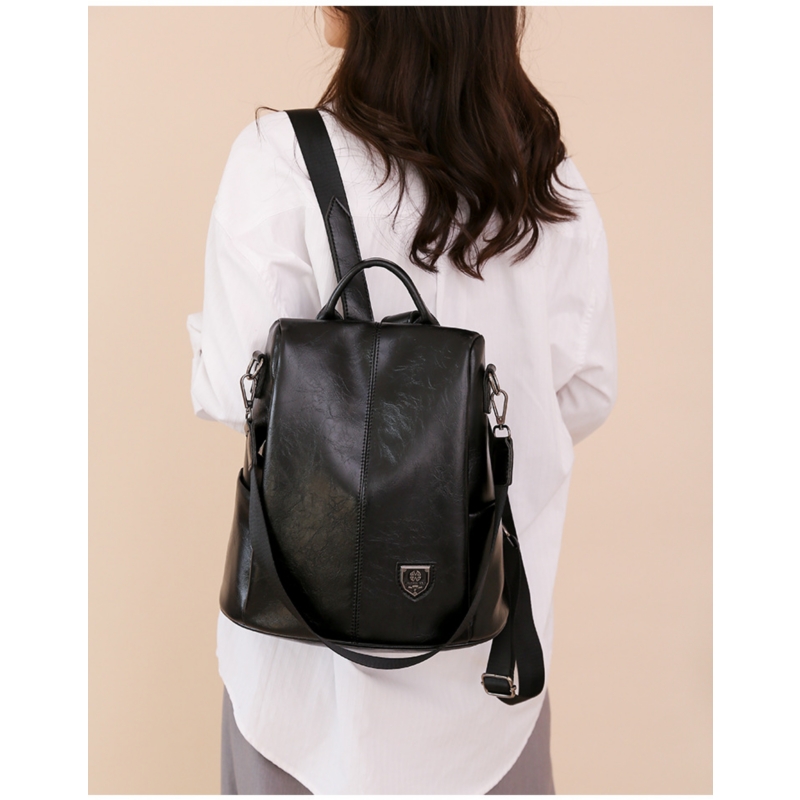 Foto 5 pulgar | Mochila Escolar De Piel Sintética Suave Para Mujer, Color Marrón/negro - Venta Internacional.