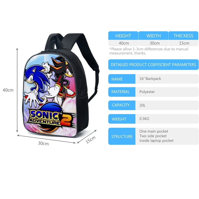 Foto 2 | Set De Mochilas Escolares Sonic Children Case 001 Mochila Bandolier - Venta Internacional