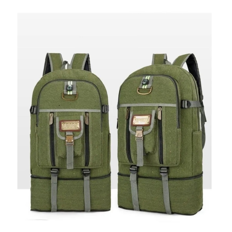 Foto 3 pulgar | Mochila De Lona Vintage Para Senderismo, Viajes Y Acampada, 50 L - Venta Internacional.