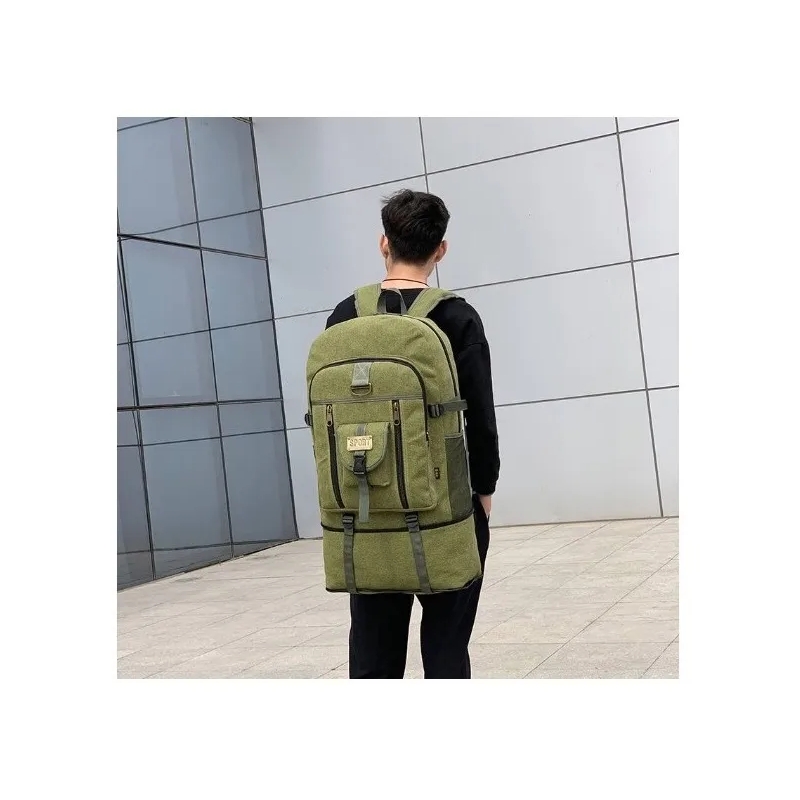 Foto 4 pulgar | Mochila De Lona Vintage Para Senderismo, Viajes Y Acampada, 50 L - Venta Internacional.