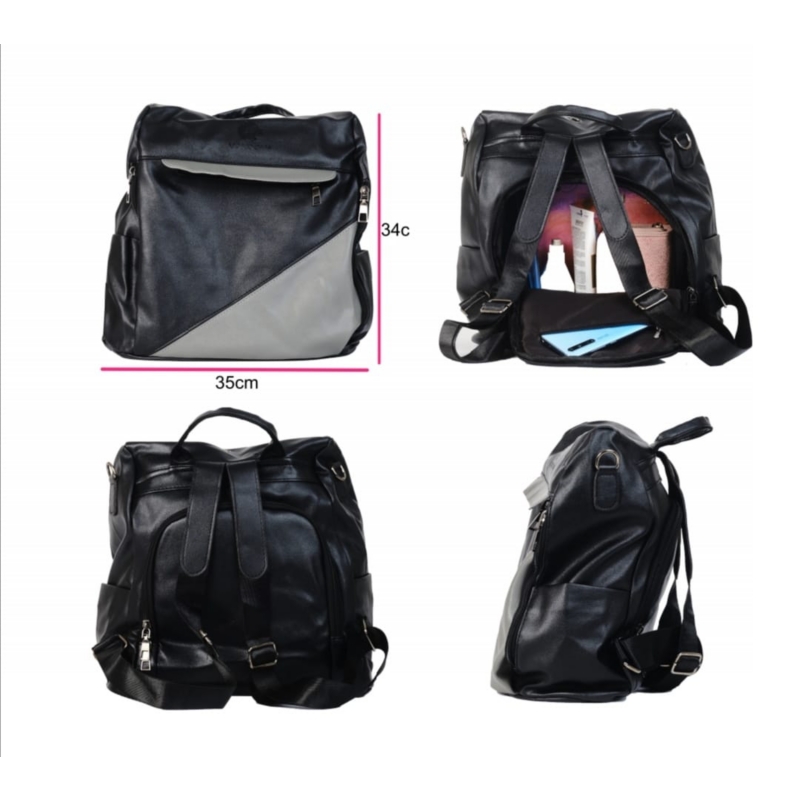 Foto 4 pulgar | Mochila Antirrobo Negra De Piel Sintética Gris Para Mujer - Venta Internacional.