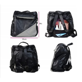 Foto 3 | Mochila Antirrobo Negra De Piel Sintética Gris Para Mujer - Venta Internacional.