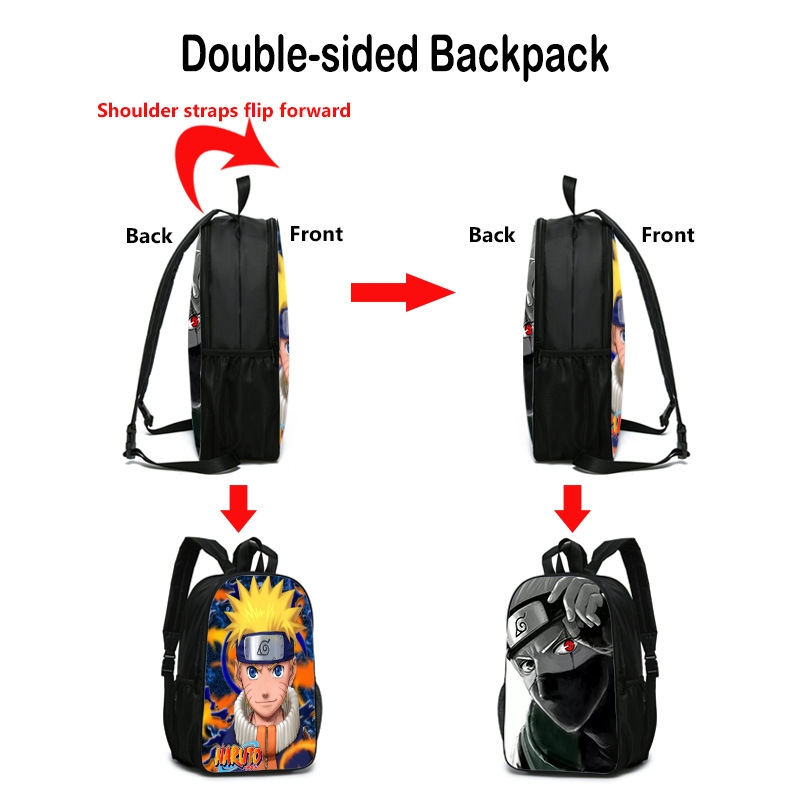 Foto 3 pulgar | Mochila Naruto School Poliéster De Doble Cara 40x27x12 Cm - Venta Internacional.