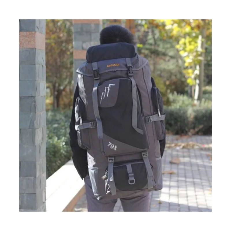 Foto 3 pulgar | Mochila De Viaje Impermeable De Poliéster Para Acampar De 90 Litros, Color Negro - Venta Internacional.