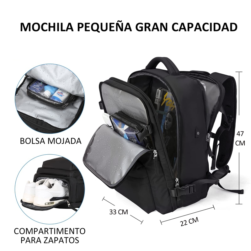 Foto 4 | Mochila De Viaje Impermeable Antirrobo Con Puerto Usb - Venta Internacional.