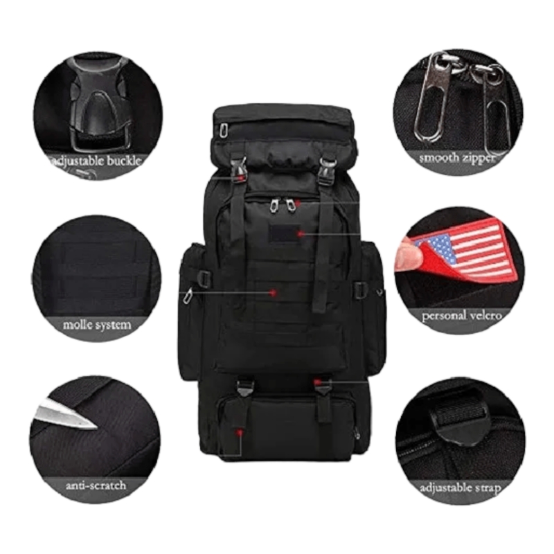 Foto 3 pulgar | Mochila Tactica Camping Trekking Senderismo 80l Negra - Venta Internacional.