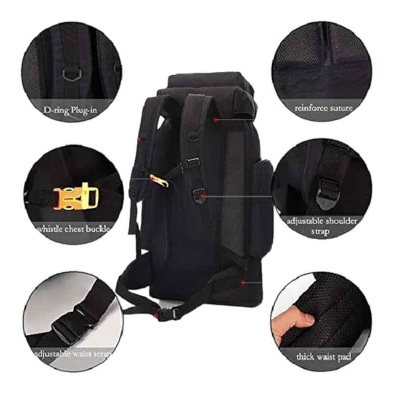 Foto 4 pulgar | Mochila Tactica Camping Trekking Senderismo 80l Negra - Venta Internacional.