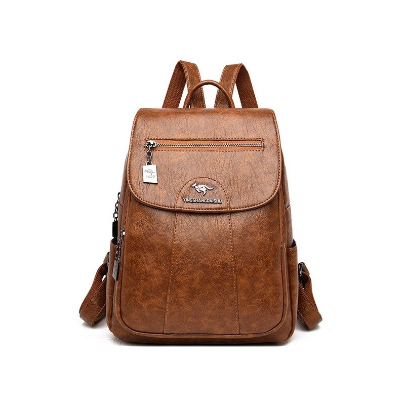 Foto 1 | Mochila Lanyibai De Piel Auténtica Para Mujer, Color Negro/vino Tinto/p - Venta Internacional.