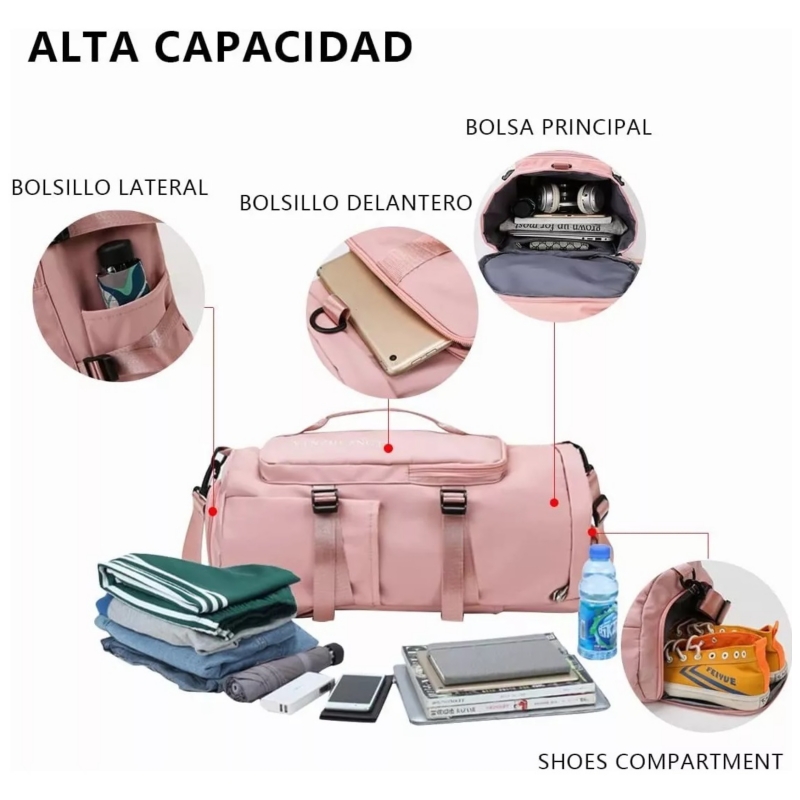 Foto 4 pulgar | Mochila Impermeable De Viaje Deportiva De Tela Oxford Rosa - Venta Internacional.