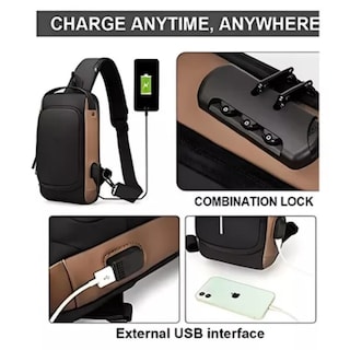 Foto 3 | Bandolera Negra para Hombre-Venta Internacional