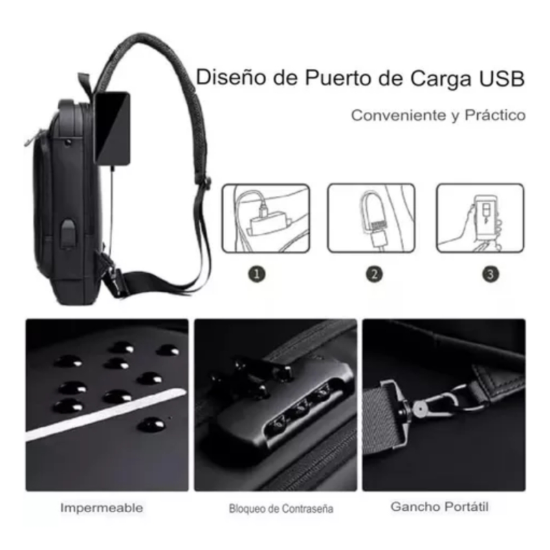 Foto 7 pulgar | Bandolera Negra para Hombre-Venta Internacional