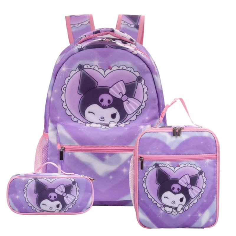 Set De Mochila Y Lonchera Kuromi Para Niños, Estilo Anime - Venta Internacional. $1,238