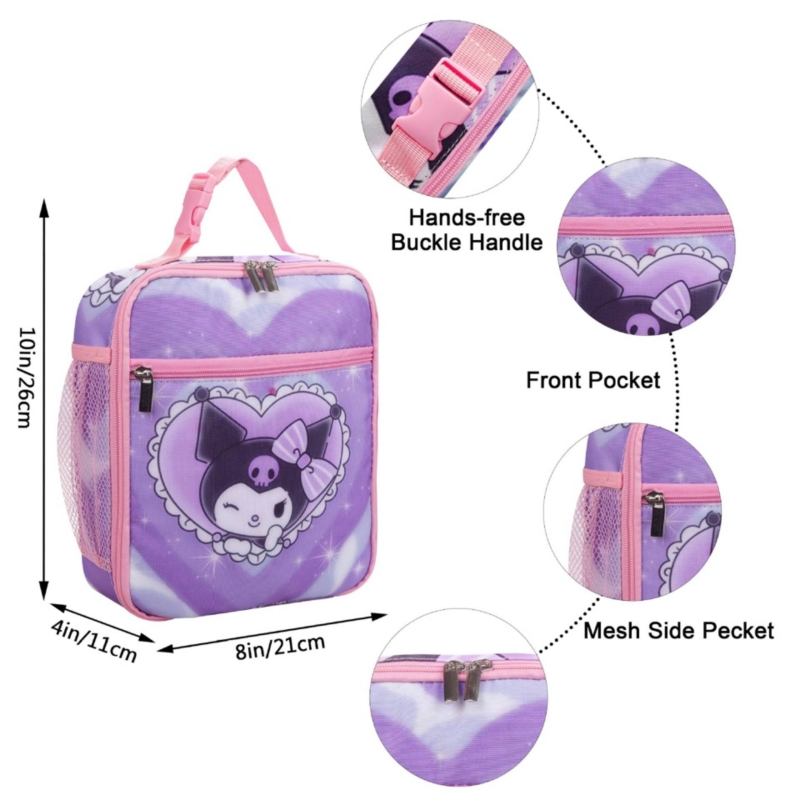 Foto 3 | Set De Mochila Y Lonchera Kuromi Para Niños, Estilo Anime - Venta Internacional.