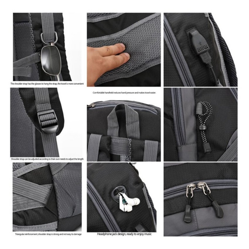 Foto 5 pulgar | Mochila Suutoop 002 Impermeable 40l Con Puerto Usb - Negra - Venta Internacional.