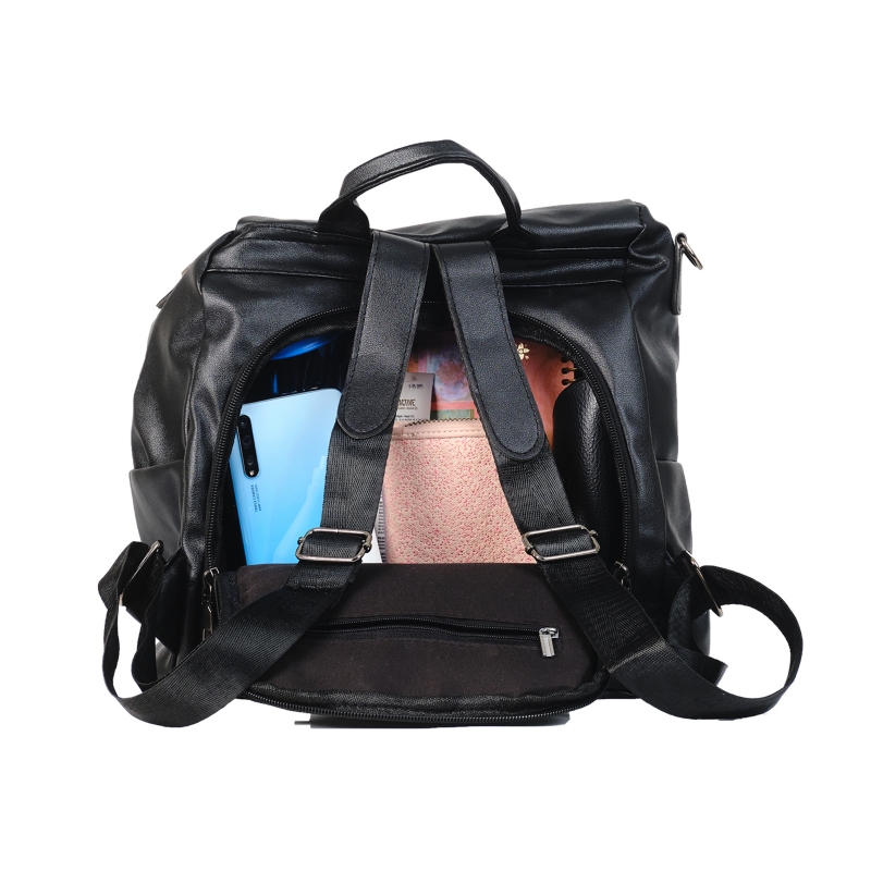Foto 4 pulgar | Mochila Antirrobo De Piel Sintética Negra Para Mujer - Venta Internacional.