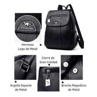 Foto 5 | Mochila De Piel Sintética De Hermoso Diseño, Tamaño Mediano - Venta Internacional.