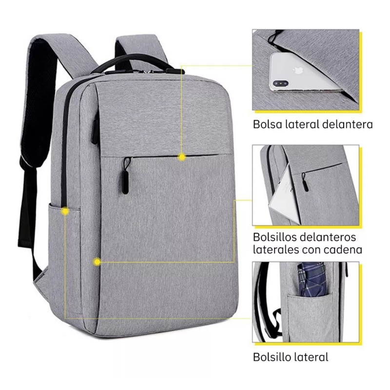 Foto 4 pulgar | Mochila Para Portátil Ejecutivo Impermeable Con Puerto Usb - Venta Internacional.