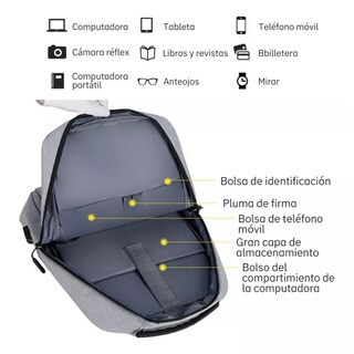 Foto 4 | Mochila Para Portátil Ejecutivo Impermeable Con Puerto Usb - Venta Internacional.