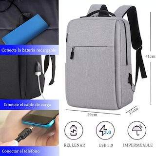 Foto 5 | Mochila Para Portátil Ejecutivo Impermeable Con Puerto Usb - Venta Internacional.