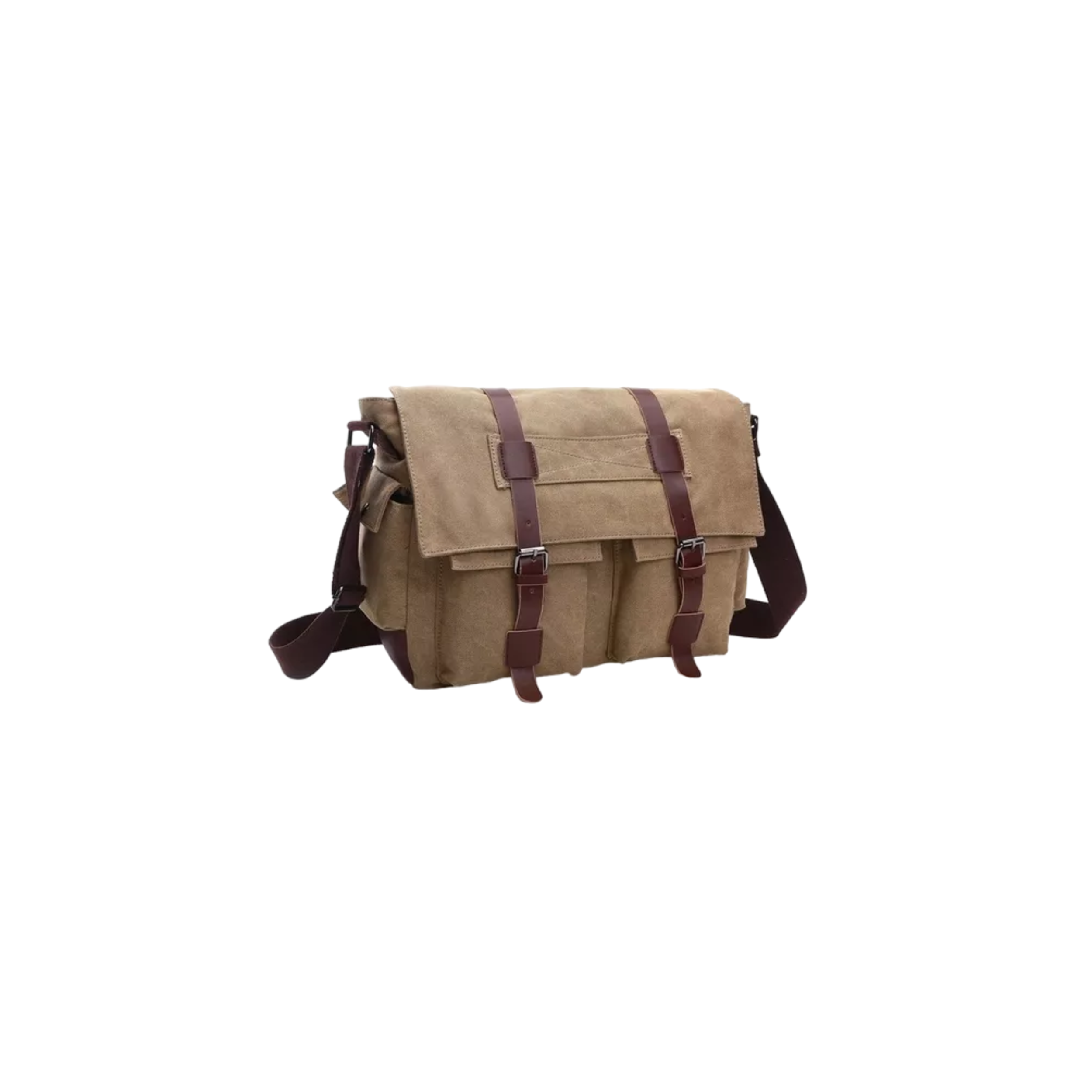 Bolsa De Mensajero De Lona Militar De Hombre, Caqui