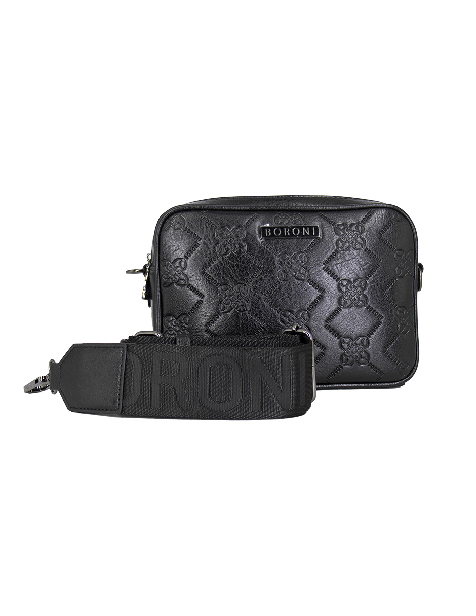 Bandolera Crossbody Boroni Negro Con Correa Ajustable.