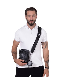 Foto 2 | Bandolera Crossbody Boroni Damier Negro con Correa Ajustable