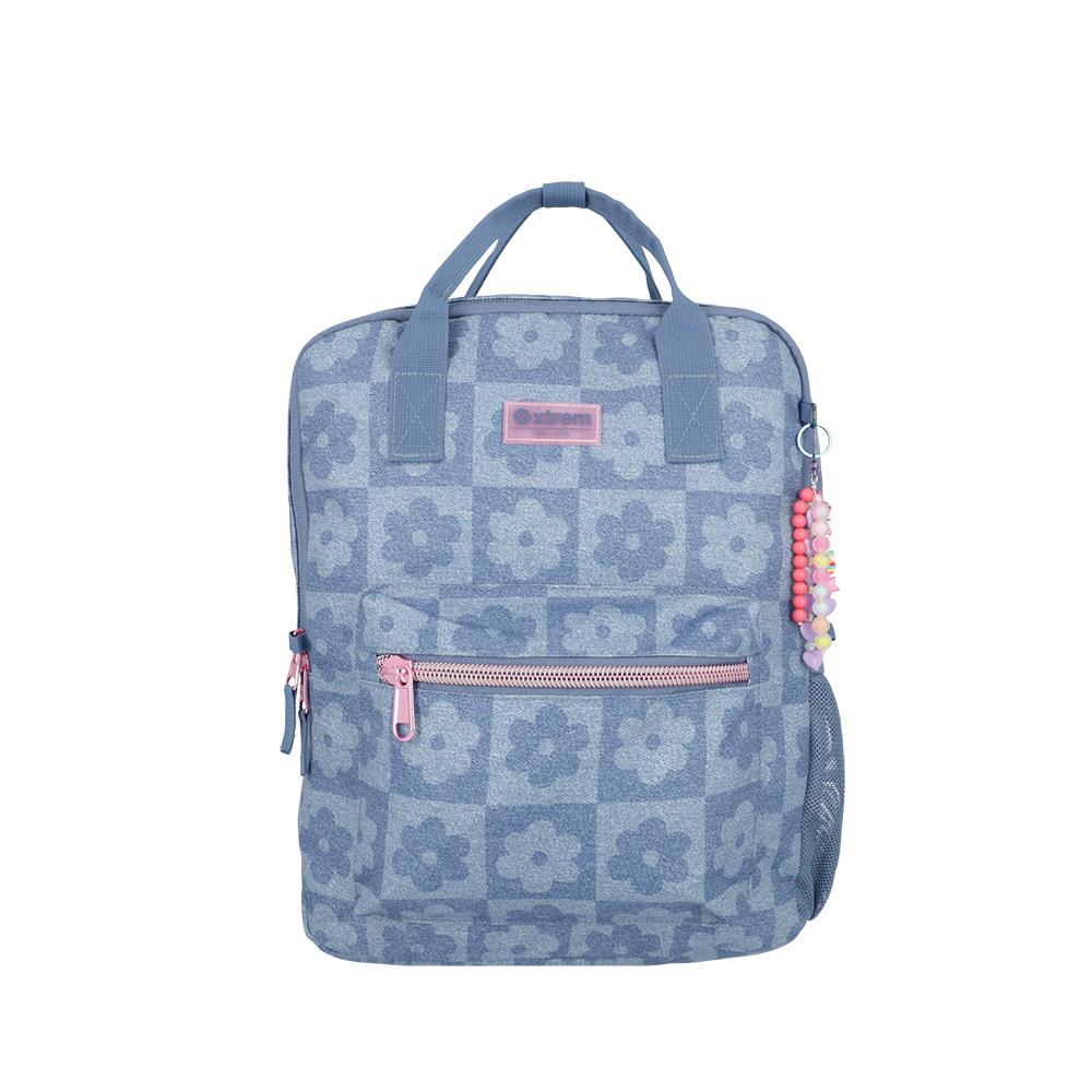 Mochila Xtrem Leia 4xt Demin Flowers Azul